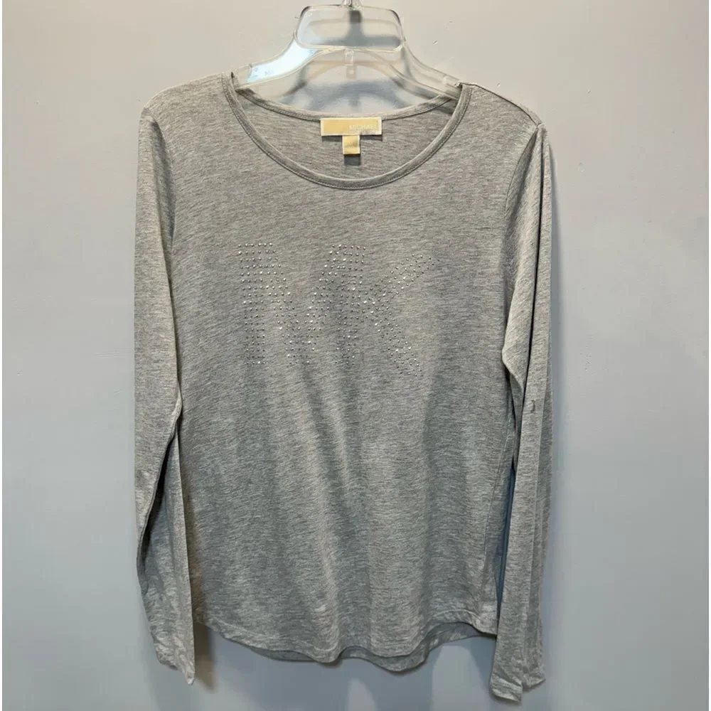 NWOT NEW MICHAEL KORS Woman’s Long Sleeve Tshirt Top Gray sz M